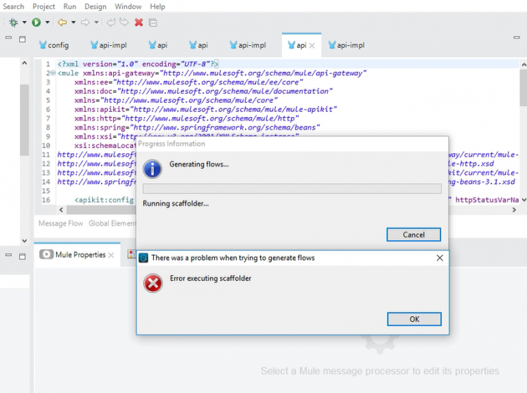 Strange “error executing scaffolder” error in Mulesoft Anypoint Studio 7.3