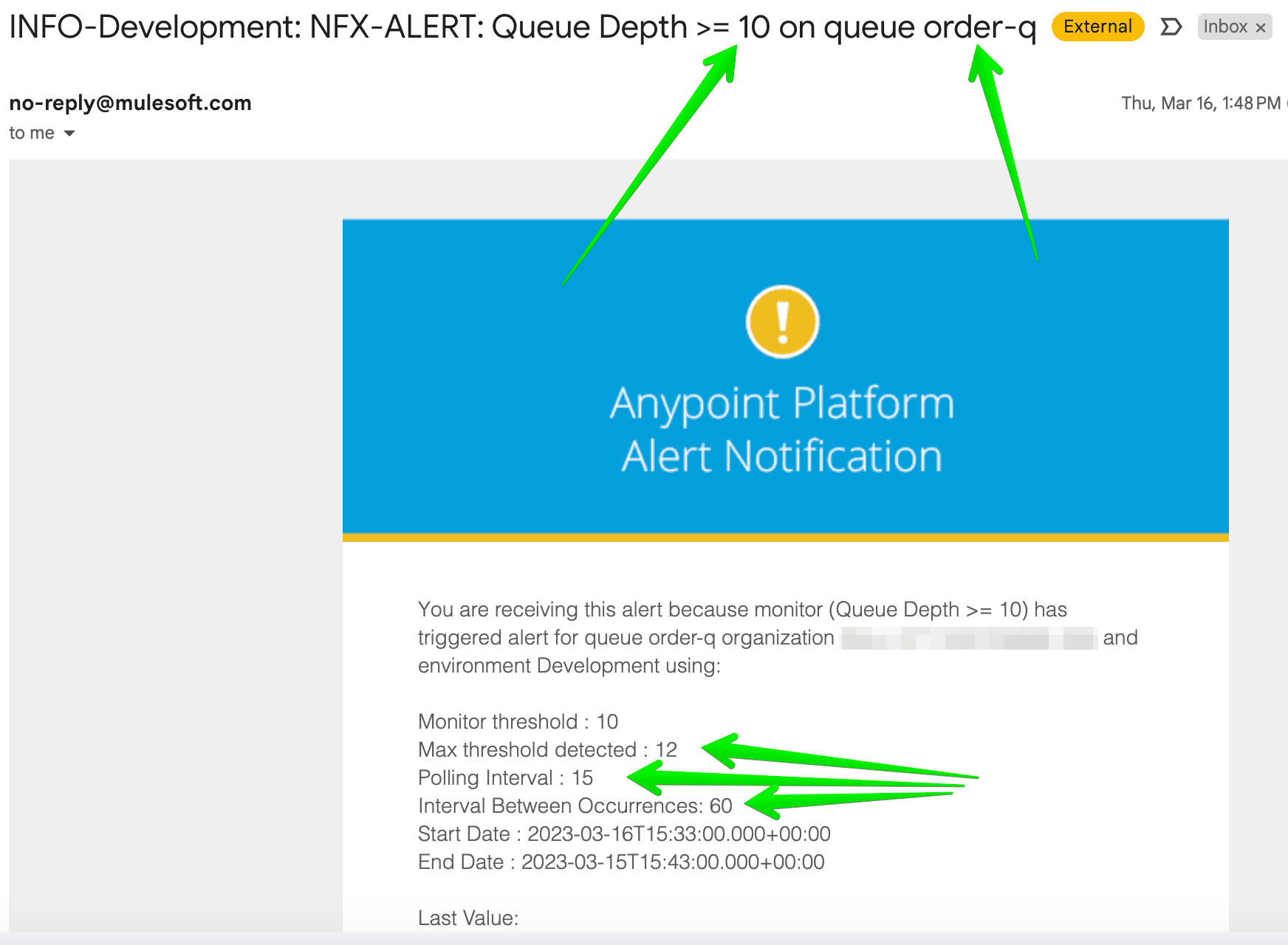 email alert q depth
